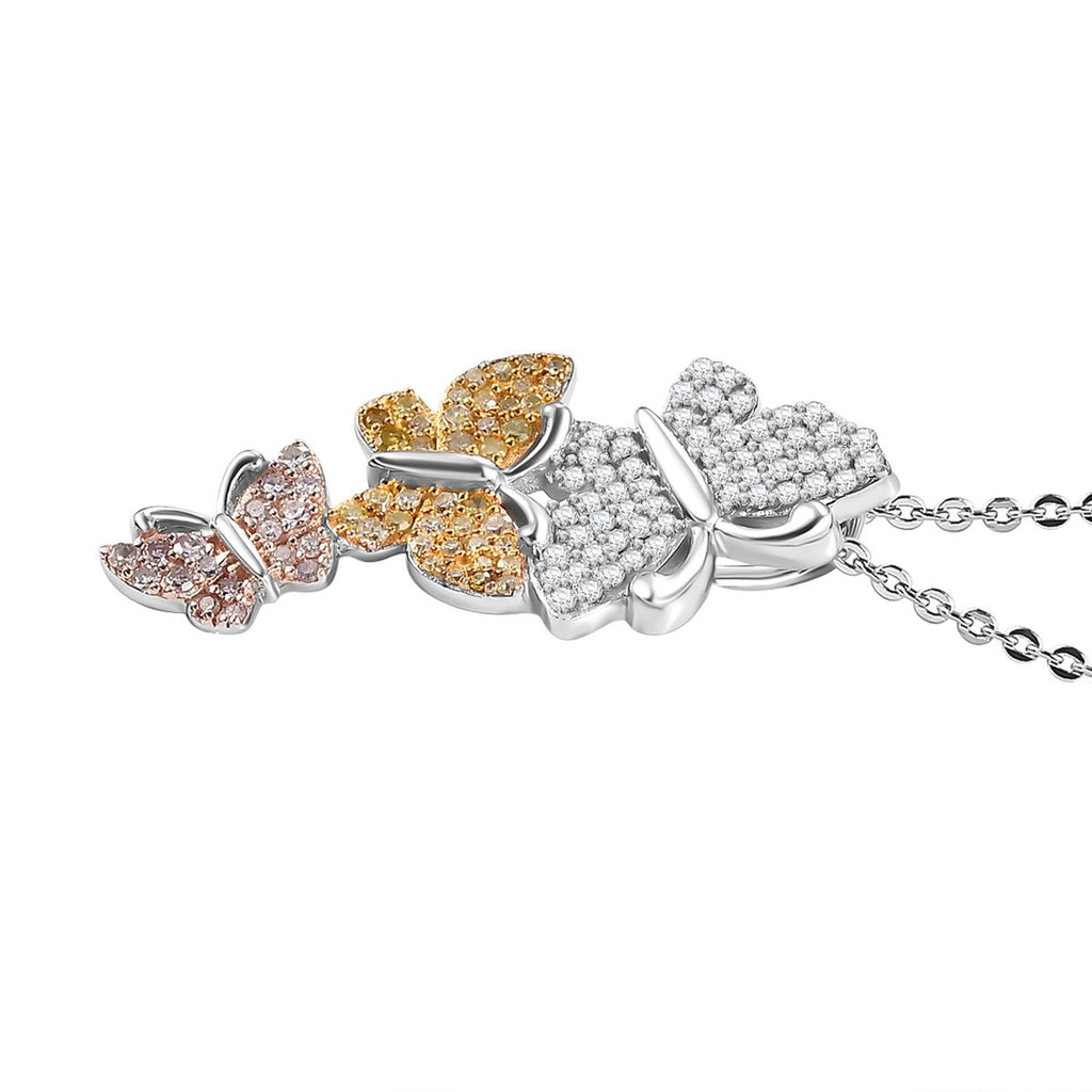 GP Trionfo Kollektion Natürlicher Weißer, Rosa, Gelber Diamant Anhänger mit Kette, 925 Silber rhodiniert ca. 0.51 ct