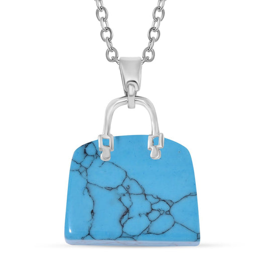 Blauer Howlit Anhänger mit Kette, Reiner Edelstahl ca. 50.00 ct