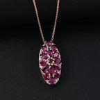 AAA Natürlicher Radiant Ember Garnet Anhänger mit Kette, 925 Silber 750 Roségold Vermeil ca. 3.79 ct