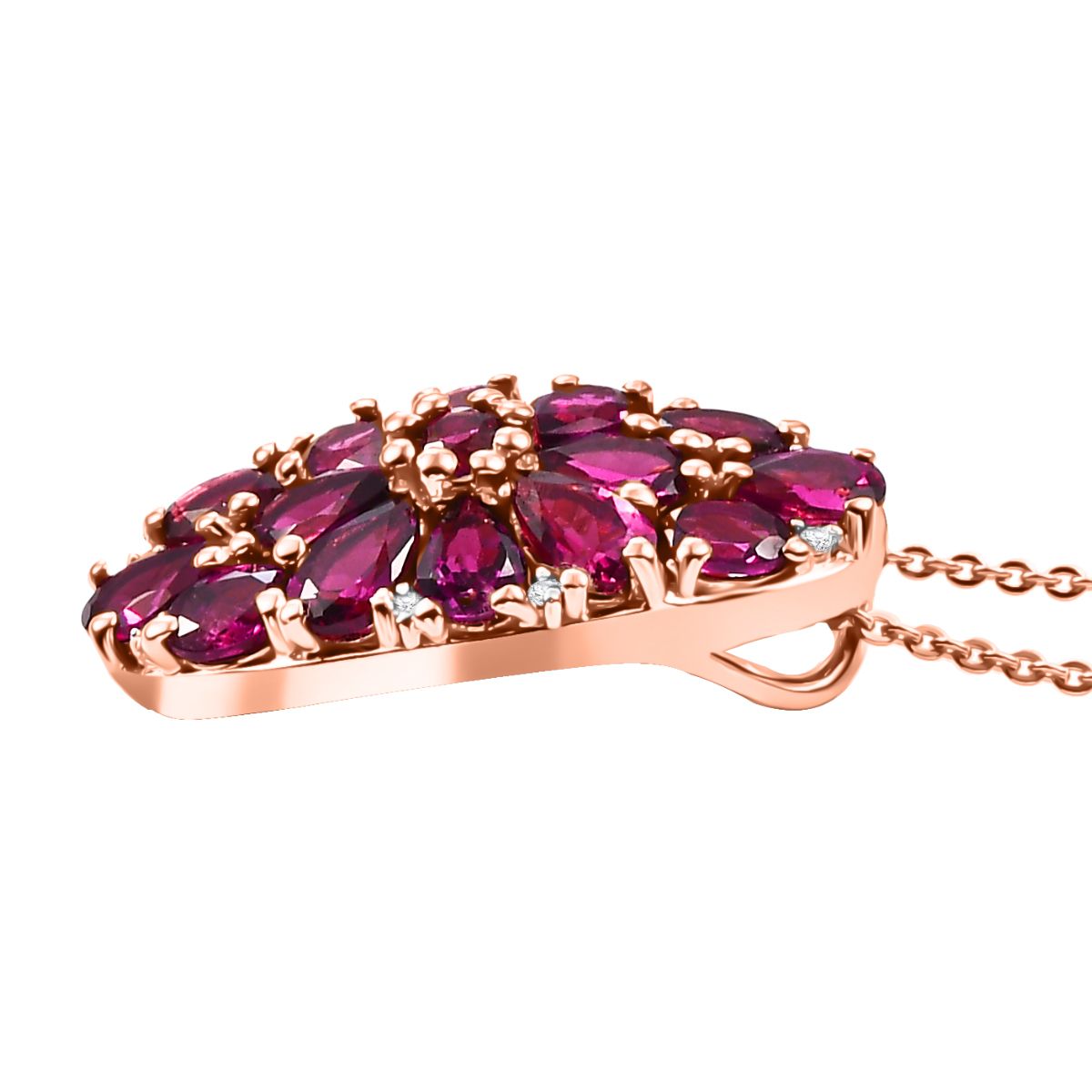 AAA Natürlicher Radiant Ember Garnet Anhänger mit Kette, 925 Silber 750 Roségold Vermeil ca. 3.79 ct