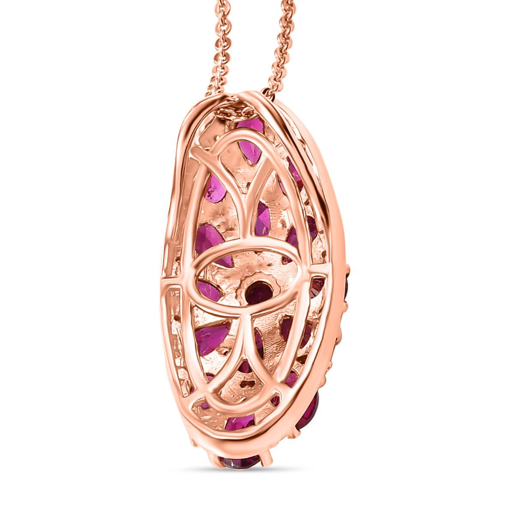 AAA Natürlicher Radiant Ember Garnet Anhänger mit Kette, 925 Silber 750 Roségold Vermeil ca. 3.79 ct