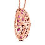 AAA Natürlicher Radiant Ember Garnet Anhänger mit Kette, 925 Silber 750 Roségold Vermeil ca. 3.79 ct
