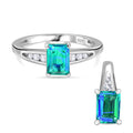 2er Set - Pfau Quarz Triplette Ring und Anhänger, 925 Silber rhodiniert, Größe (18.00), ca. 4.88 ct