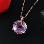 Rosa Amethyst Anhänger mit Kette, 925 Silber 750 Roségold Vermeil ca. 6.50 ct