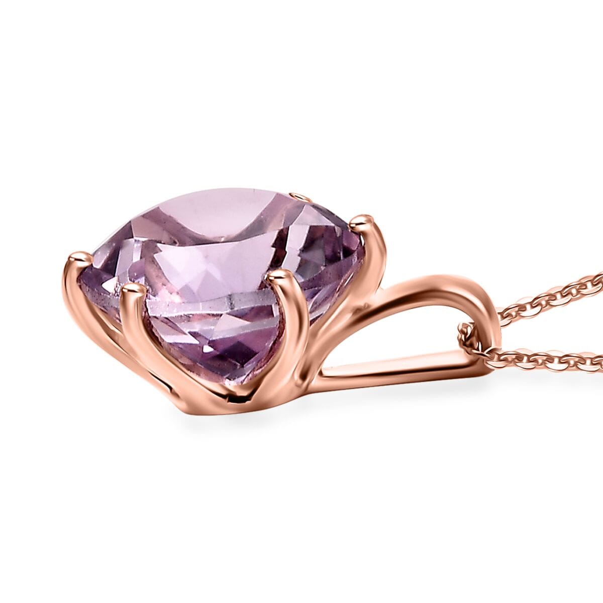 Rosa Amethyst Anhänger mit Kette, 925 Silber 750 Roségold Vermeil ca. 6.50 ct