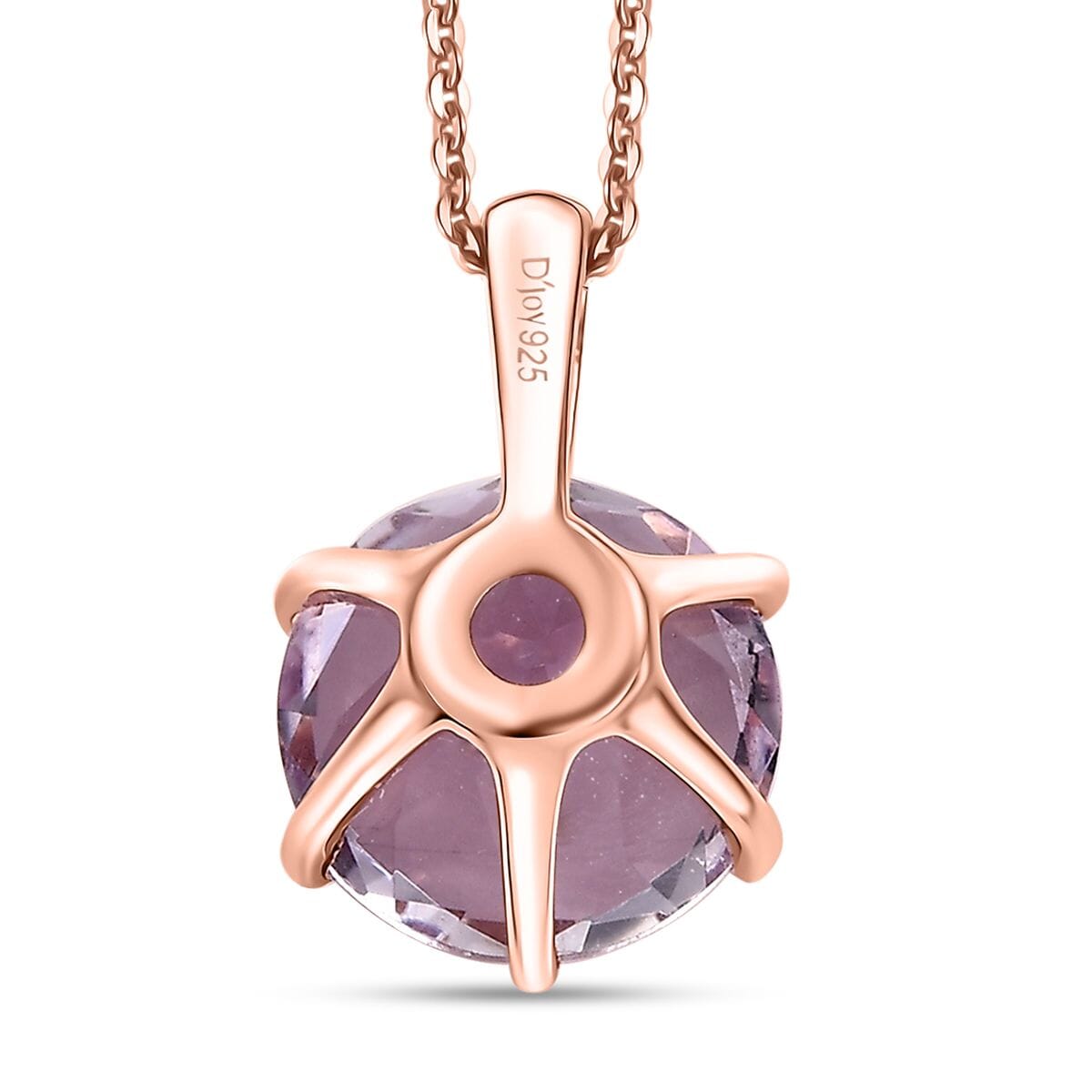 Rosa Amethyst Anhänger mit Kette, 925 Silber 750 Roségold Vermeil ca. 6.50 ct