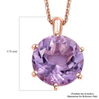 Rosa Amethyst Anhänger mit Kette, 925 Silber 750 Roségold Vermeil ca. 6.50 ct