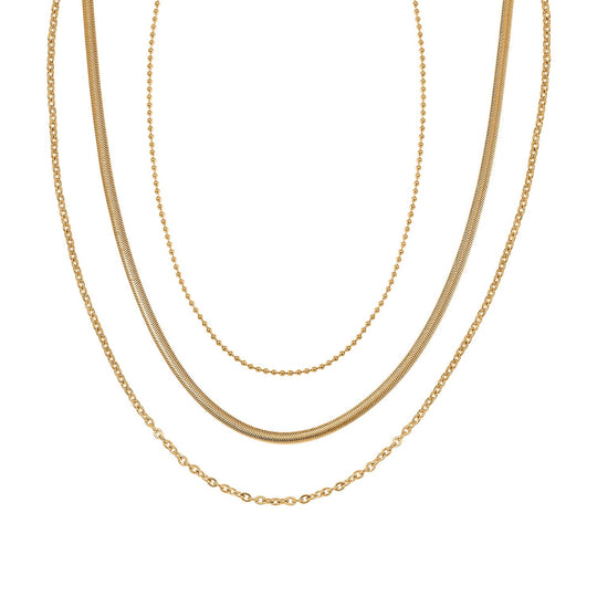 3er Set - Kugelkette 40 cm,  Gliederkette 45 cm, Ankerkette 55 cm, Edelstahl
