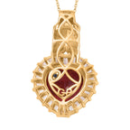 GP Amore Kollektion - Synthetischer Padparadscha-Saphir, Weißer Zirkon Schmuckset 925 Silber 750 Gelbgold Vermeil ca. 14,15 ct.