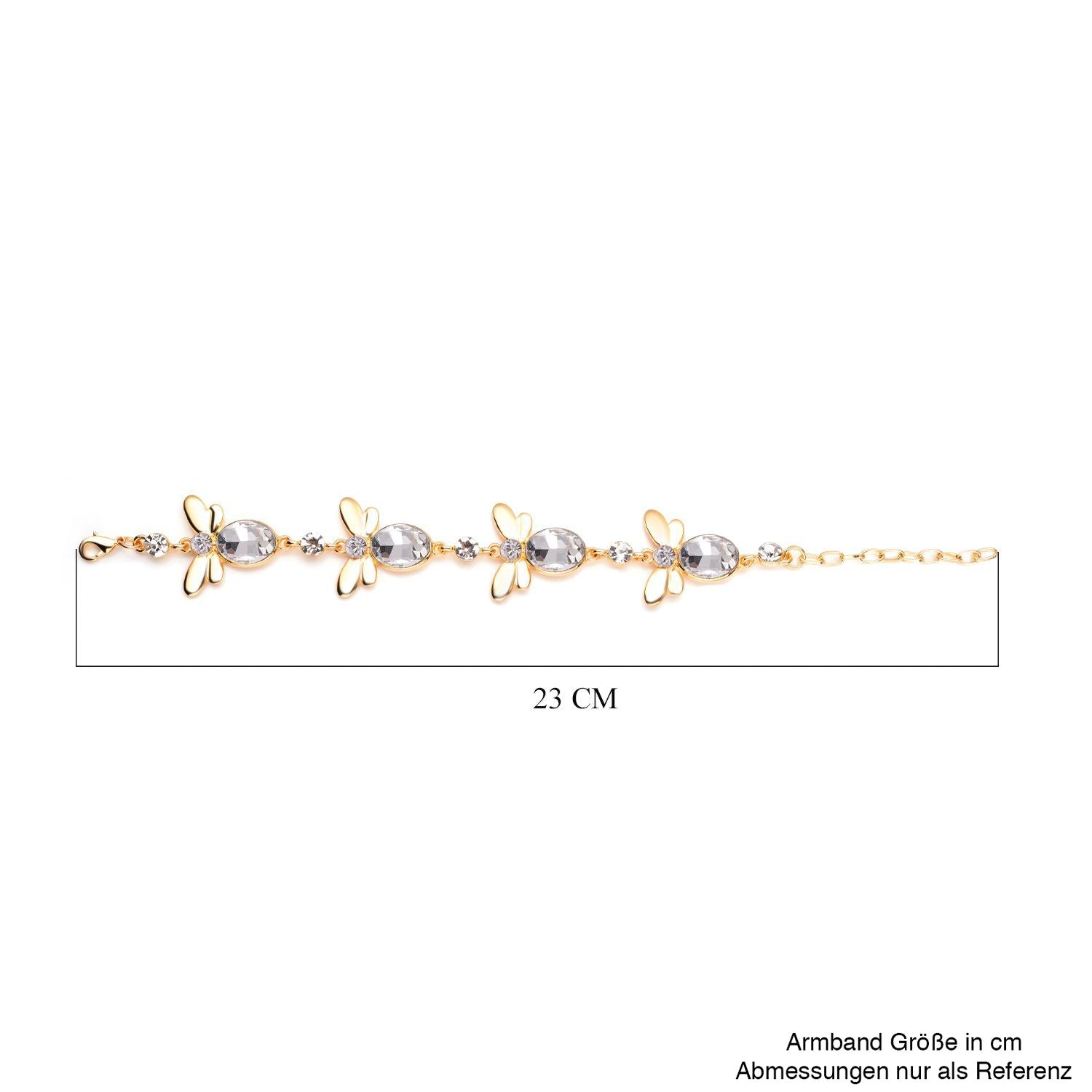 DESIGNER INSPIRIERT - 2er Set - Weißer Kristall Armband (ca. 19 cm + 5 cm Extender) und Ohrringe, goldfarben