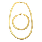 2er Set - Gliederkettendesign Armband und Halskette, Edelstahl, Goldfarben