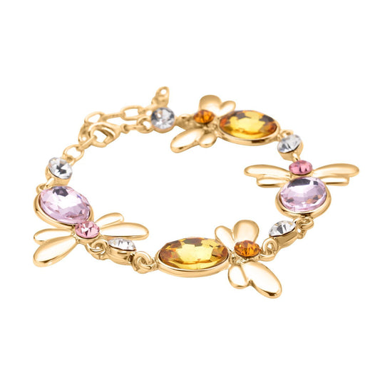 DESIGNER INSPIRIERT - 2er Set - Weißer Kristall Armband (ca. 19 cm + 5 cm Extender) und Ohrringe, goldfarben