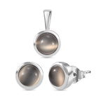 2er Set - Srilankan Ebony Mondstein Anhänger und Ohrringe, 925 Silber rhodiniert (Doublet) ca. 4.50 ct