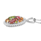 AAA Mehrfarbige Calabar -Turmalin, Weißer Zirkon Anhänger mit Kette ca. 50 cm, 925 Silber rhodiniert ca. 2.00 ct