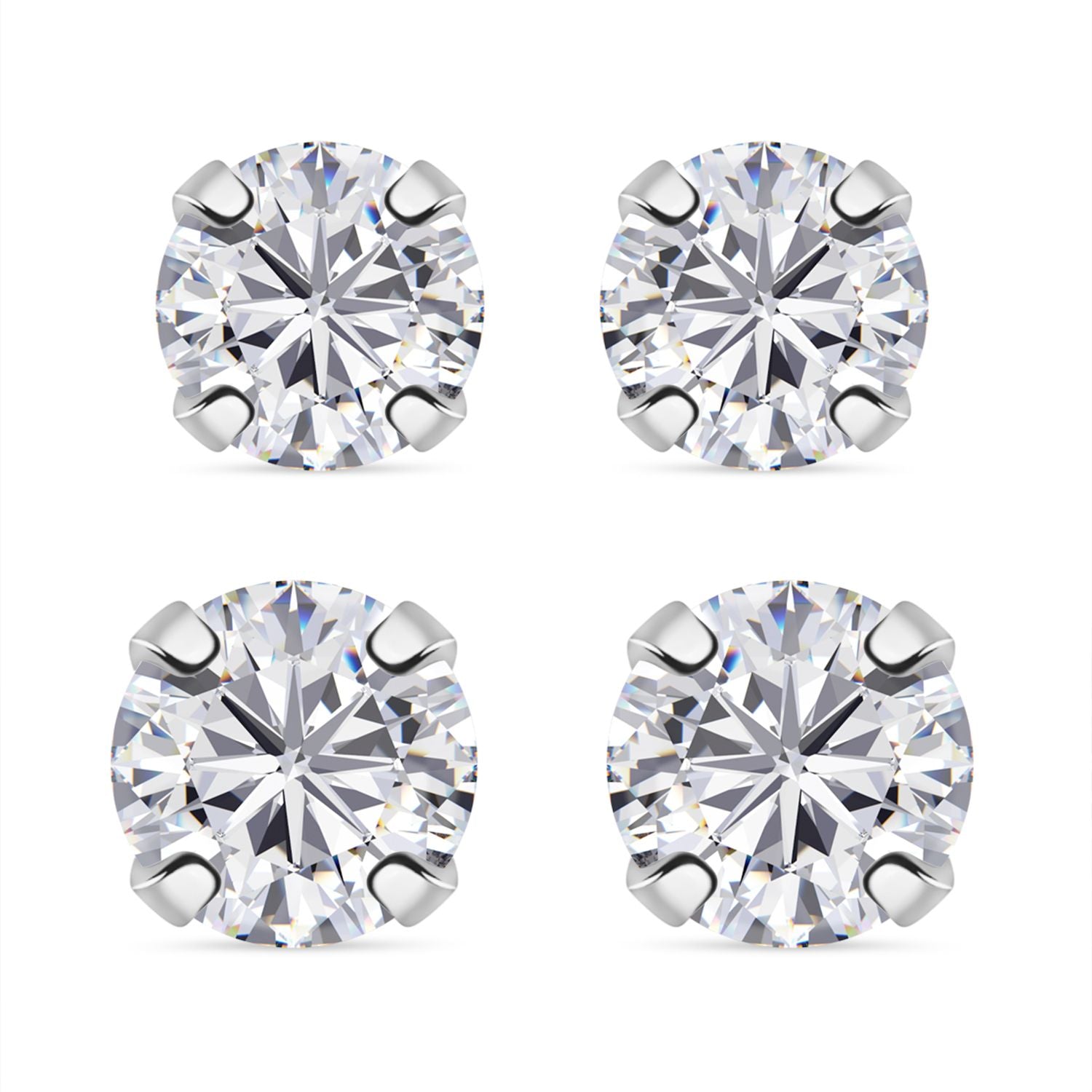 LUSTRO STELLA - 2er Set - Weißer Zirkonia Ohrringe, 925 Silber
