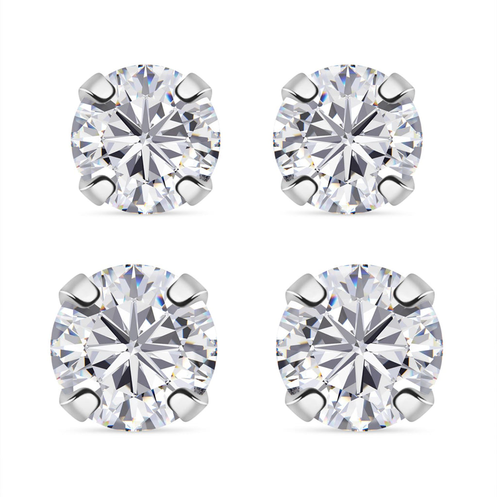 LUSTRO STELLA - 2er Set - Weißer Zirkonia Ohrringe, 925 Silber