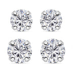 LUSTRO STELLA - 2er Set - Weißer Zirkonia Ohrringe, 925 Silber
