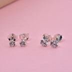 LUSTRO STELLA - 2er Set - Weißer Zirkonia Ohrringe, 925 Silber