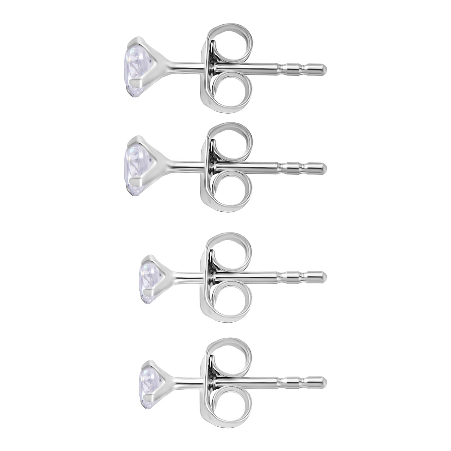 LUSTRO STELLA - 2er Set - Weißer Zirkonia Ohrringe, 925 Silber