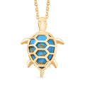 Blaues Türkis Schildkröte Anhänger mit Kette, Gelbes Messing, ca. 5.85 ct