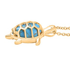 Blaues Türkis Schildkröte Anhänger mit Kette, Gelbes Messing, ca. 5.85 ct