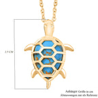 Blaues Türkis Schildkröte Anhänger mit Kette, Gelbes Messing, ca. 5.85 ct
