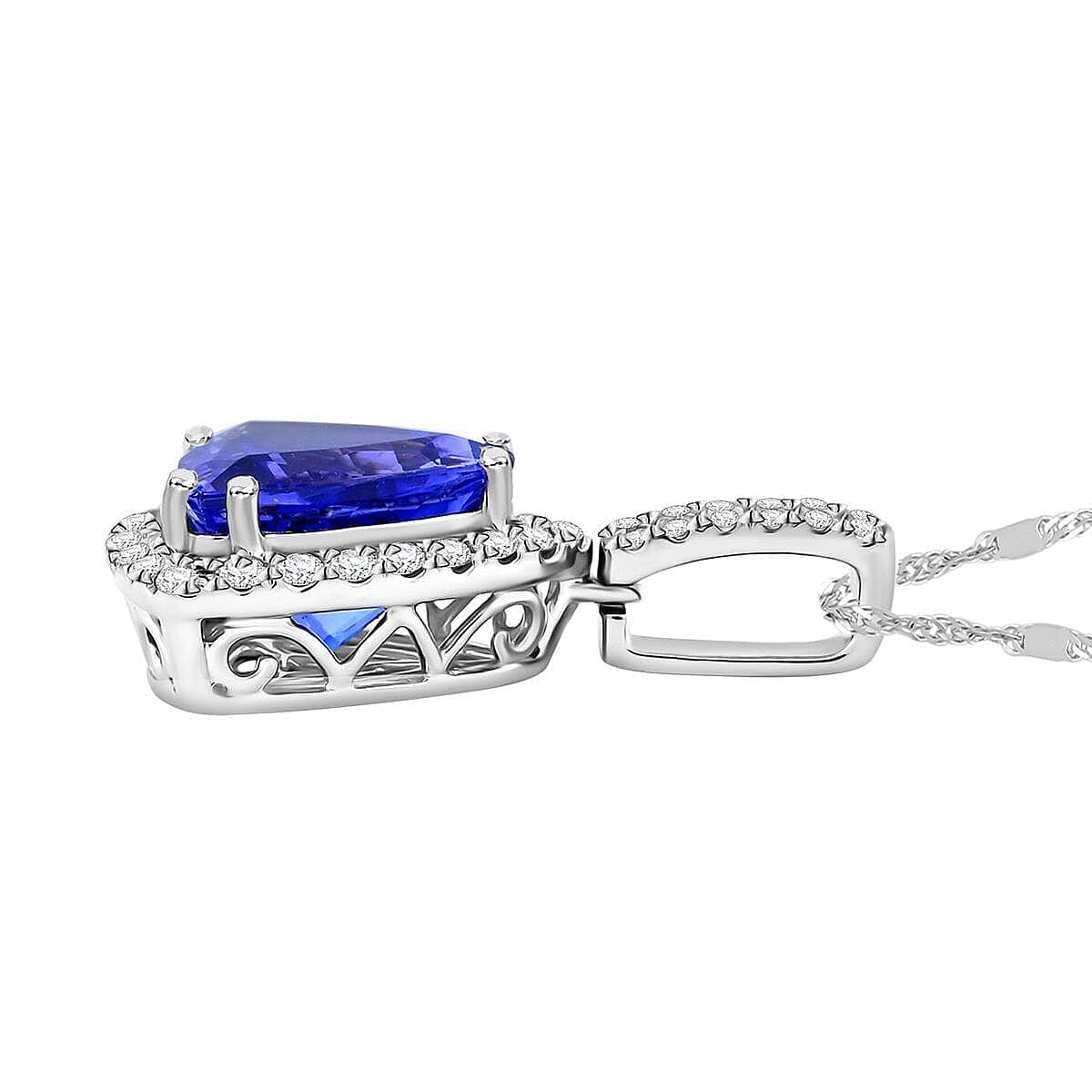 Rhapsody AAAA Tansanit, Weißer Diamant AGI zertifiziert Schmuckset 950 Platin ca. 4.05 ct