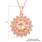 LUXORO zertifizierter und geprüfter AAA Morganit und GH-I2 Diamant floraler Halo Anhänger mit 45cm Kette in 417 Roségold - 3,50 ct.