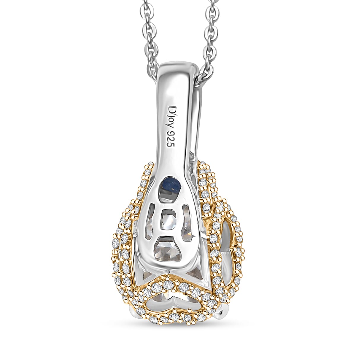 Moissanit, Masoala Saphir (Fissure gefüllt) Schmuckset ca. 50 cm 925 Silber rhodiniert ca. 3.65 ct