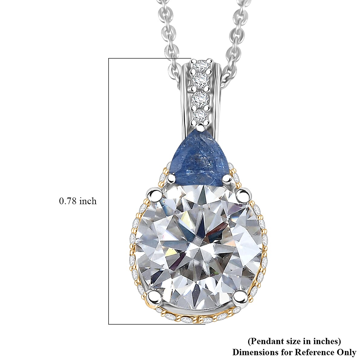 Moissanit, Masoala Saphir (Fissure gefüllt) Schmuckset ca. 50 cm 925 Silber rhodiniert ca. 3.65 ct