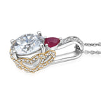 Moissanit, Niassa Rubin Schmuckset ca. 50 cm 925 Silber rhodiniert ca. 3.65 ct