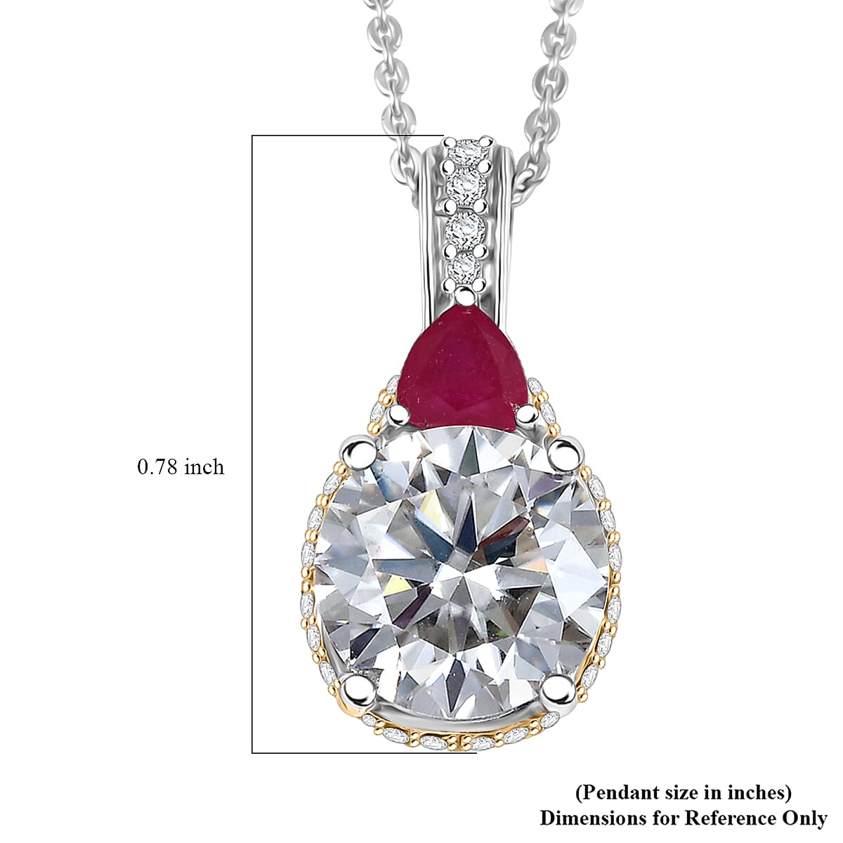 Moissanit, Niassa Rubin Schmuckset ca. 50 cm 925 Silber rhodiniert ca. 3.65 ct