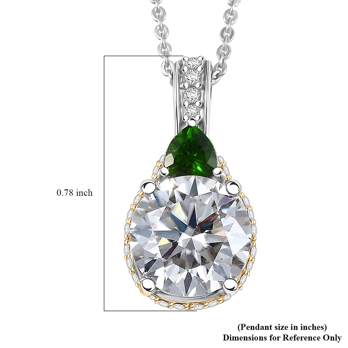 Moissanit, Natürlicher Chromdiopsid Schmuckset ca. 50 cm 925 Silber rhodiniert ca. 3.65 ct