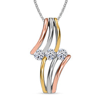 LUXURIANT DIAMOND - Lab Grown Diamant SI-GH Anhänger mit Kette ca. 50 cm, 925 Silber, tricolor, ca. 0.75 ct