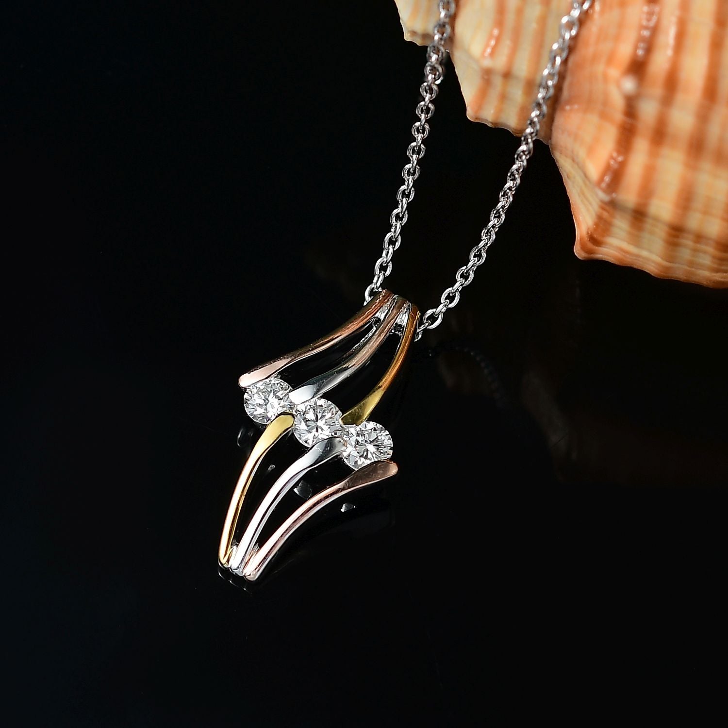 LUXURIANT DIAMOND - Lab Grown Diamant SI-GH Anhänger mit Kette ca. 50 cm, 925 Silber, tricolor, ca. 0.75 ct