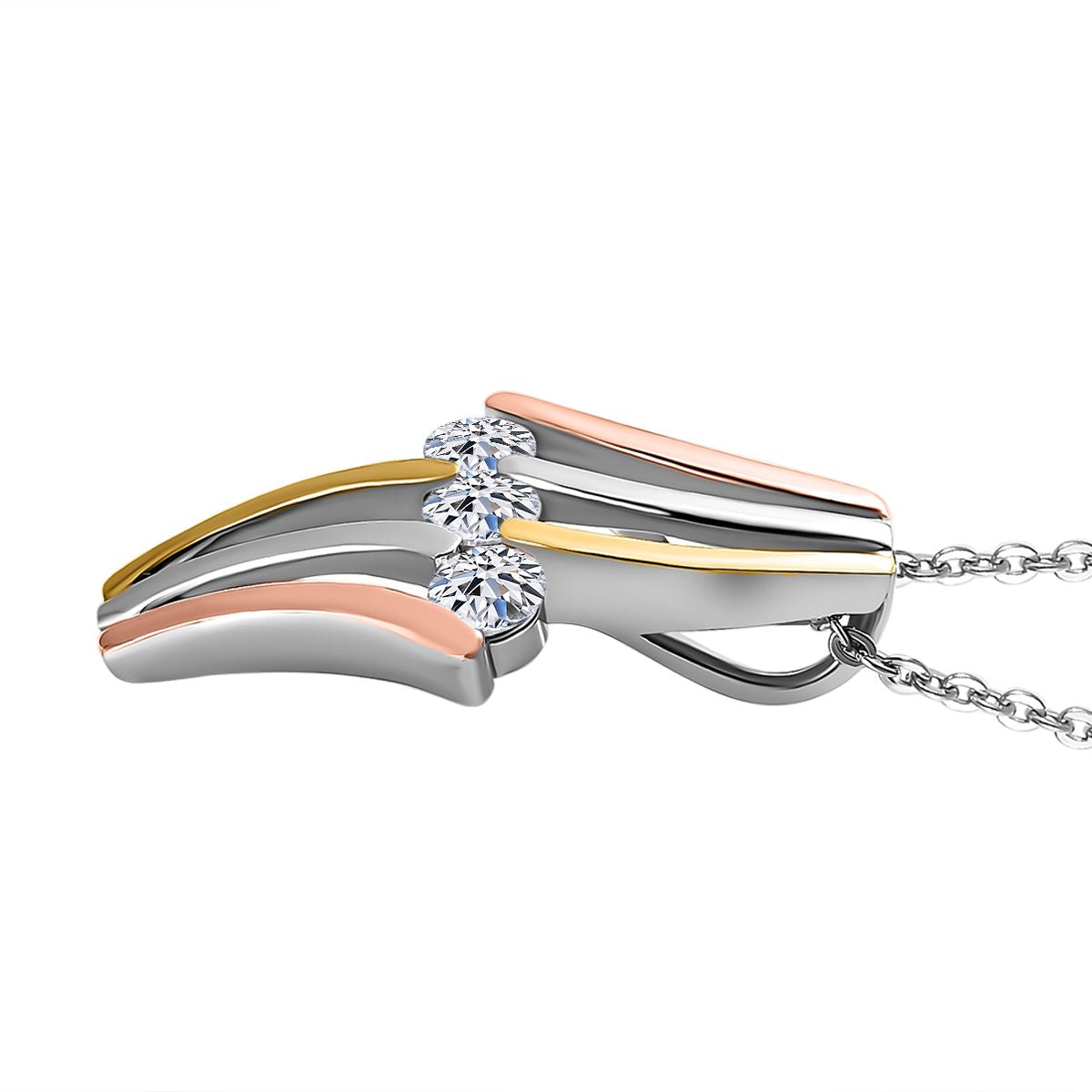 LUXURIANT DIAMOND - Lab Grown Diamant SI-GH Anhänger mit Kette ca. 50 cm, 925 Silber, tricolor, ca. 0.75 ct