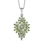 Natürlicher grüner Apatit Anhänger mit Kette ca. 50 cm, 925 Silber rhodiniert ca. 2.50 ct