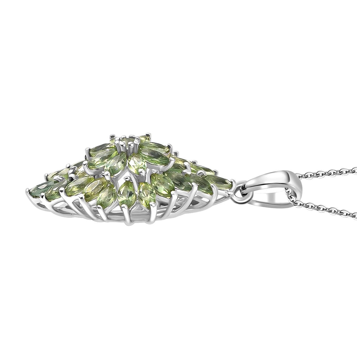 Natürlicher grüner Apatit Anhänger mit Kette ca. 50 cm, 925 Silber rhodiniert ca. 2.50 ct