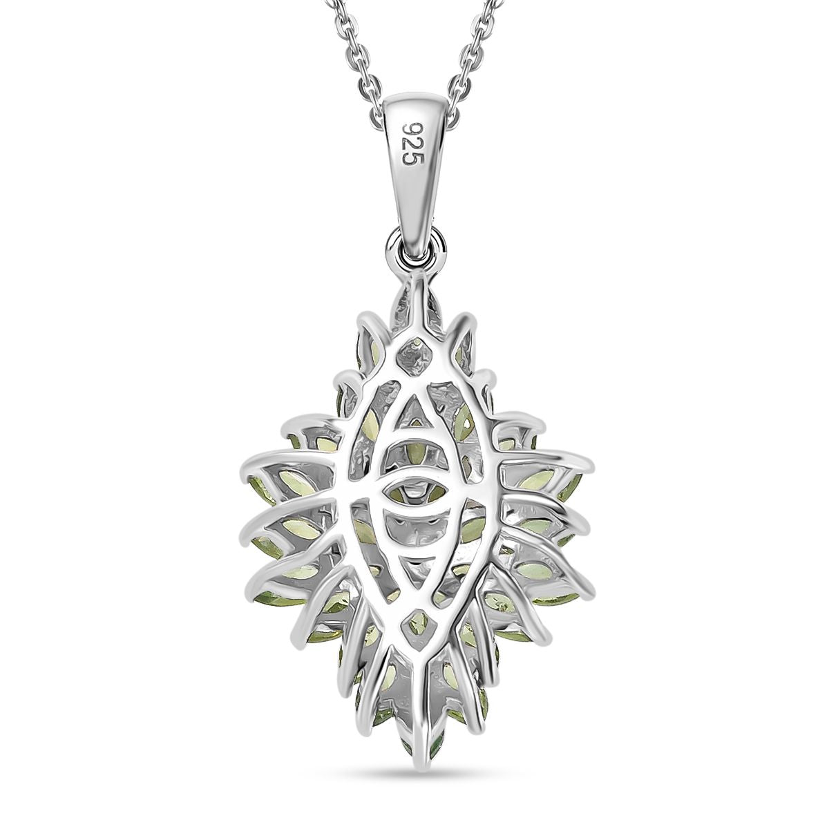 Natürlicher grüner Apatit Anhänger mit Kette ca. 50 cm, 925 Silber rhodiniert ca. 2.50 ct