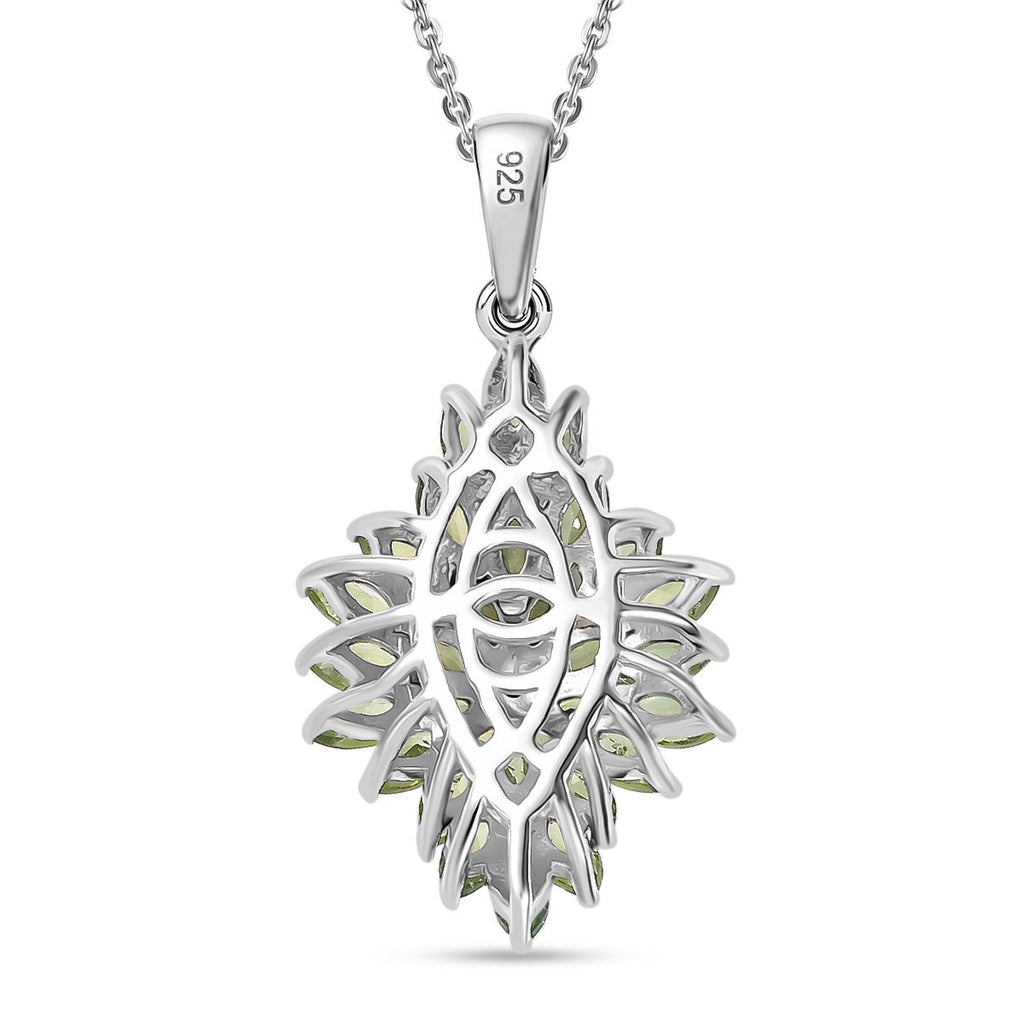 Natürlicher grüner Apatit Anhänger mit Kette ca. 50 cm, 925 Silber rhodiniert ca. 2.50 ct
