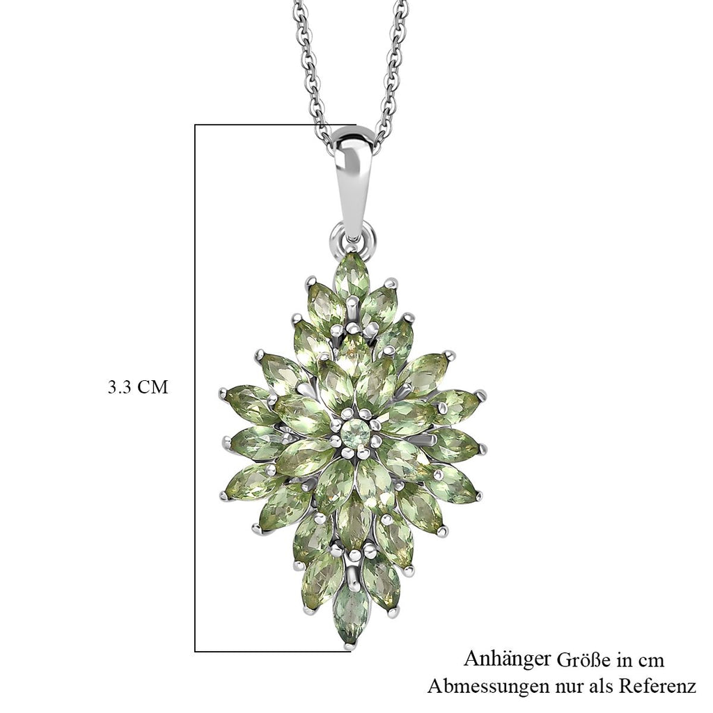 Natürlicher grüner Apatit Anhänger mit Kette ca. 50 cm, 925 Silber rhodiniert ca. 2.50 ct