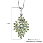 Natürlicher grüner Apatit Anhänger mit Kette ca. 50 cm, 925 Silber rhodiniert ca. 2.50 ct
