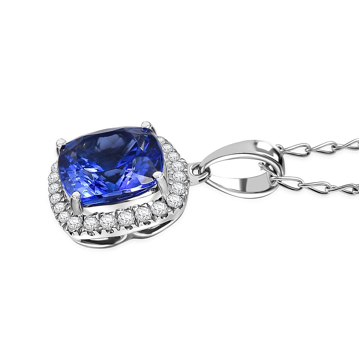 Rhapsody AAAA Tansanit, Weißer Diamant Schmuckset ca. 50 cm 950 Platin ca. 2.94 ct