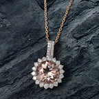 LUXORO AAA Morganit, Weißer Diamant AGI zertifiziert Schmuckset ca. 50 cm 417 Gold ca. 4.24 ct