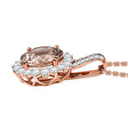 LUXORO AAA Morganit, Weißer Diamant AGI zertifiziert Schmuckset ca. 50 cm 417 Gold ca. 4.24 ct