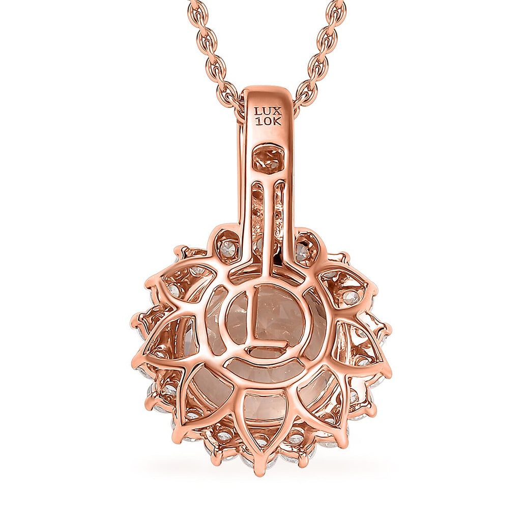 LUXORO AAA Morganit, Weißer Diamant AGI zertifiziert Schmuckset ca. 50 cm 417 Gold ca. 4.24 ct