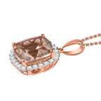 LUXORO AAA Morganit, Weißer Diamant AGI zertifiziert Schmuckset ca. 50 cm 417 Gold ca. 4.05 ct