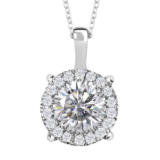Moissanit Anhänger mit Kette ca. 50 cm, 925 Silber 750 Roségold Vermeil ca. 2.07 ct
