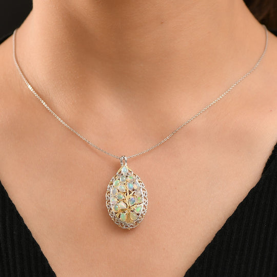 AA Natürlicher, äthiopischer Welo Opal Schmuckset 925 Silber rhodiniert ca. 2,07 ct.