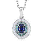Rhapsody AAA Ceylon-Saphir, Paraiba Turmalin AGI zertifiziert Schmuckset ca. 50 cm 950 Platin ca. 1.52 ct